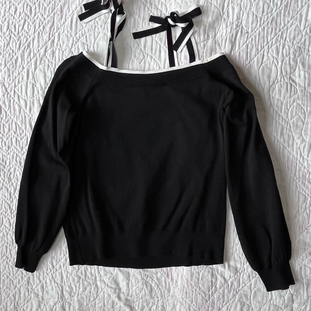 Ann Taylor black off the shoulder sweater - NWT! - Picture 2 of 6